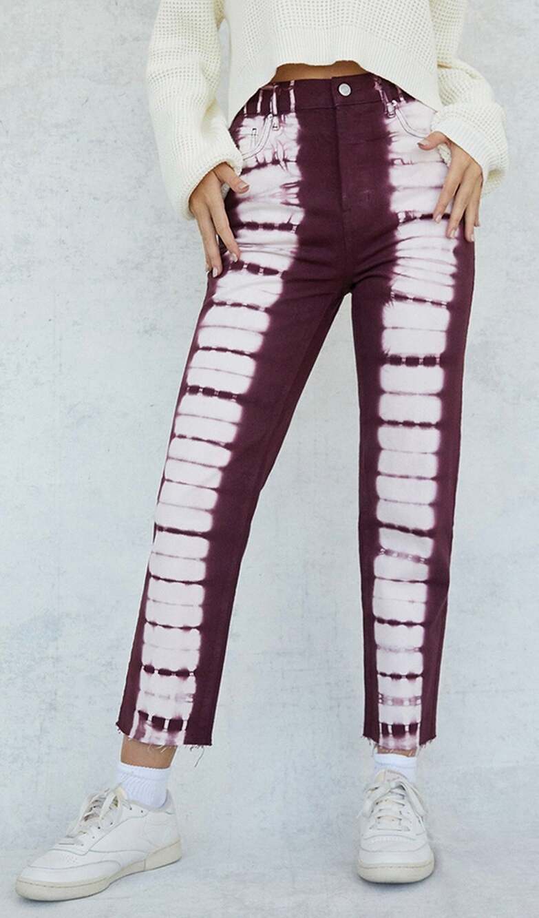 PACSUN Eco Raspberry Tie Dye High Waisted Straight Leg Jeans - size 30 - G1